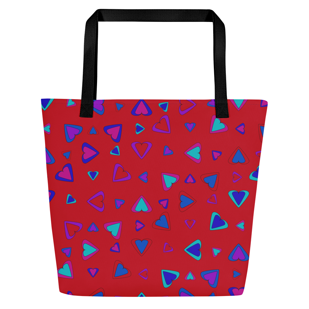 Rainbow Of Hearts | Batch 01 | Seamless Patterns | All-Over Print Large Tote Bag w/ Pocket - #1