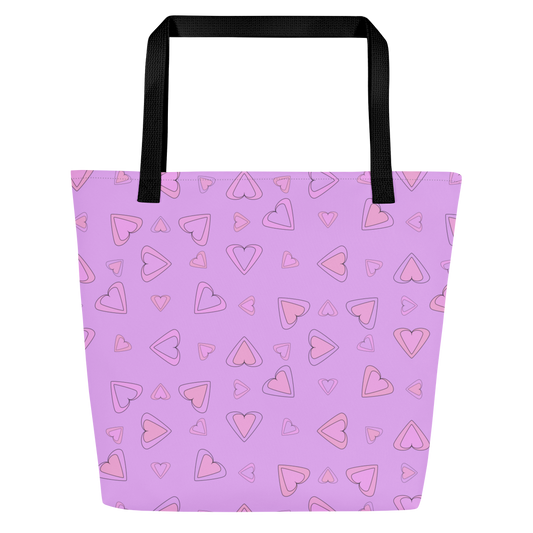 Rainbow Of Hearts | Batch 01 | Seamless Patterns | All-Over Print Large Tote Bag w/ Pocket - #8