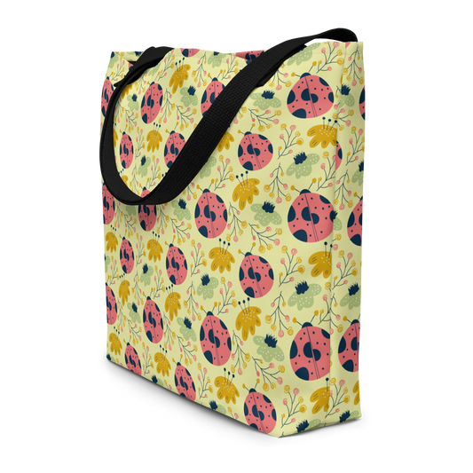 Scandinavian Spring Floral | Seamless Patterns | All-Over Print Large Tote Bag w/ Pocket - #9