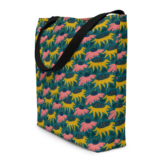 Scandinavian Spring Floral | Seamless Patterns | All-Over Print Large Tote Bag w/ Pocket - #8