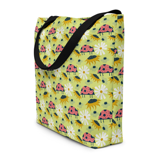 Scandinavian Spring Floral | Seamless Patterns | All-Over Print Large Tote Bag w/ Pocket - #6