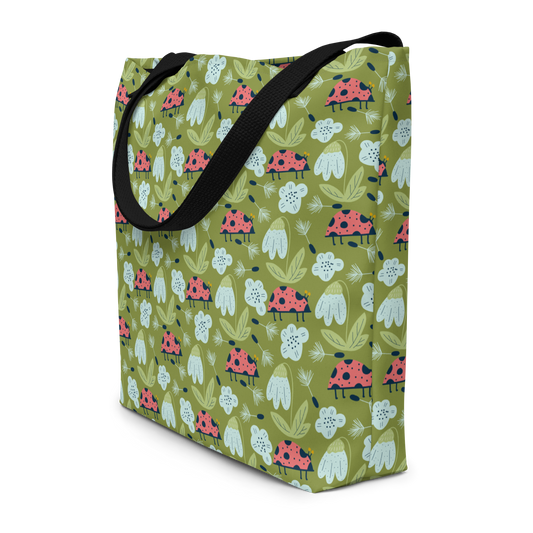 Scandinavian Spring Floral | Seamless Patterns | All-Over Print Large Tote Bag w/ Pocket - #5