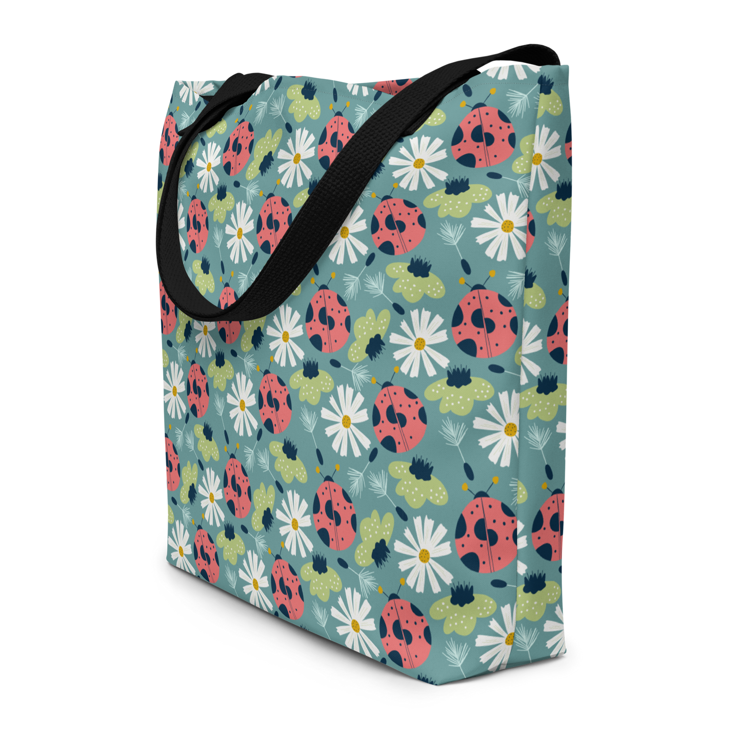Scandinavian Spring Floral | Seamless Patterns | All-Over Print Large Tote Bag w/ Pocket - #2