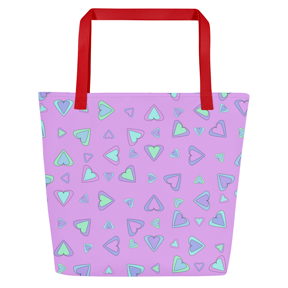 Rainbow Of Hearts | Batch 01 | Seamless Patterns | All-Over Print Large Tote Bag w/ Pocket - #5