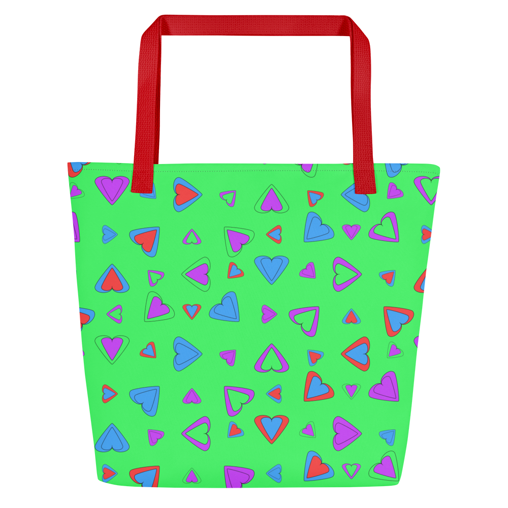 Rainbow Of Hearts | Batch 01 | Seamless Patterns | All-Over Print Large Tote Bag w/ Pocket - #7