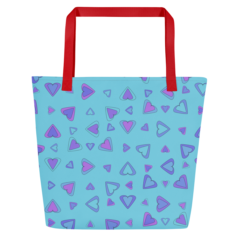 Rainbow Of Hearts | Batch 01 | Seamless Patterns | All-Over Print Large Tote Bag w/ Pocket - #9