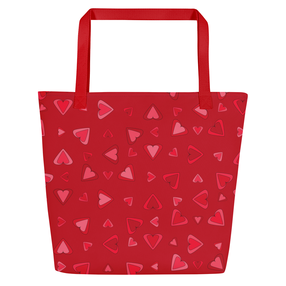 Rainbow Of Hearts | Batch 01 | Seamless Patterns | All-Over Print Large Tote Bag w/ Pocket - #11