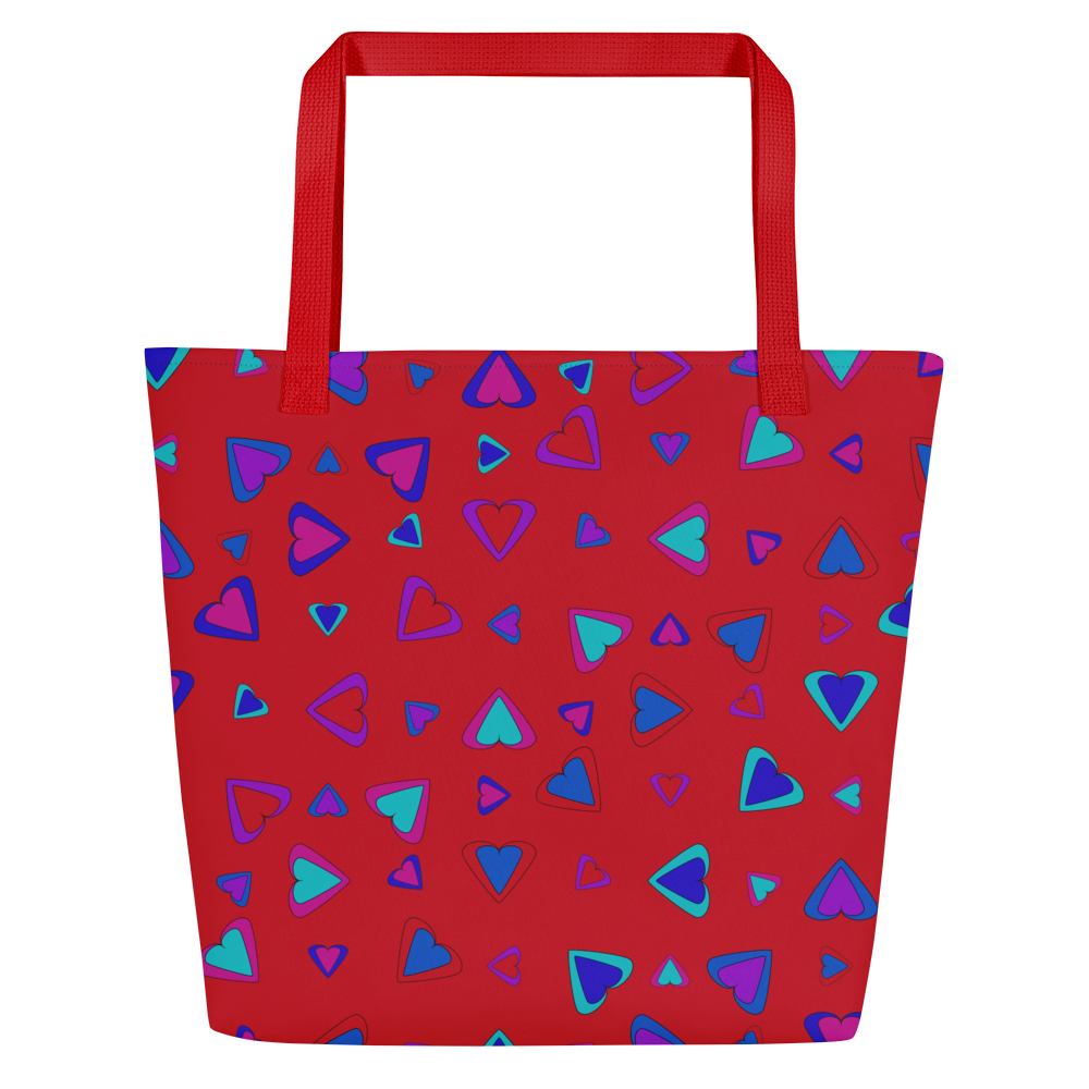 Rainbow Of Hearts | Batch 01 | Seamless Patterns | All-Over Print Large Tote Bag w/ Pocket - #1