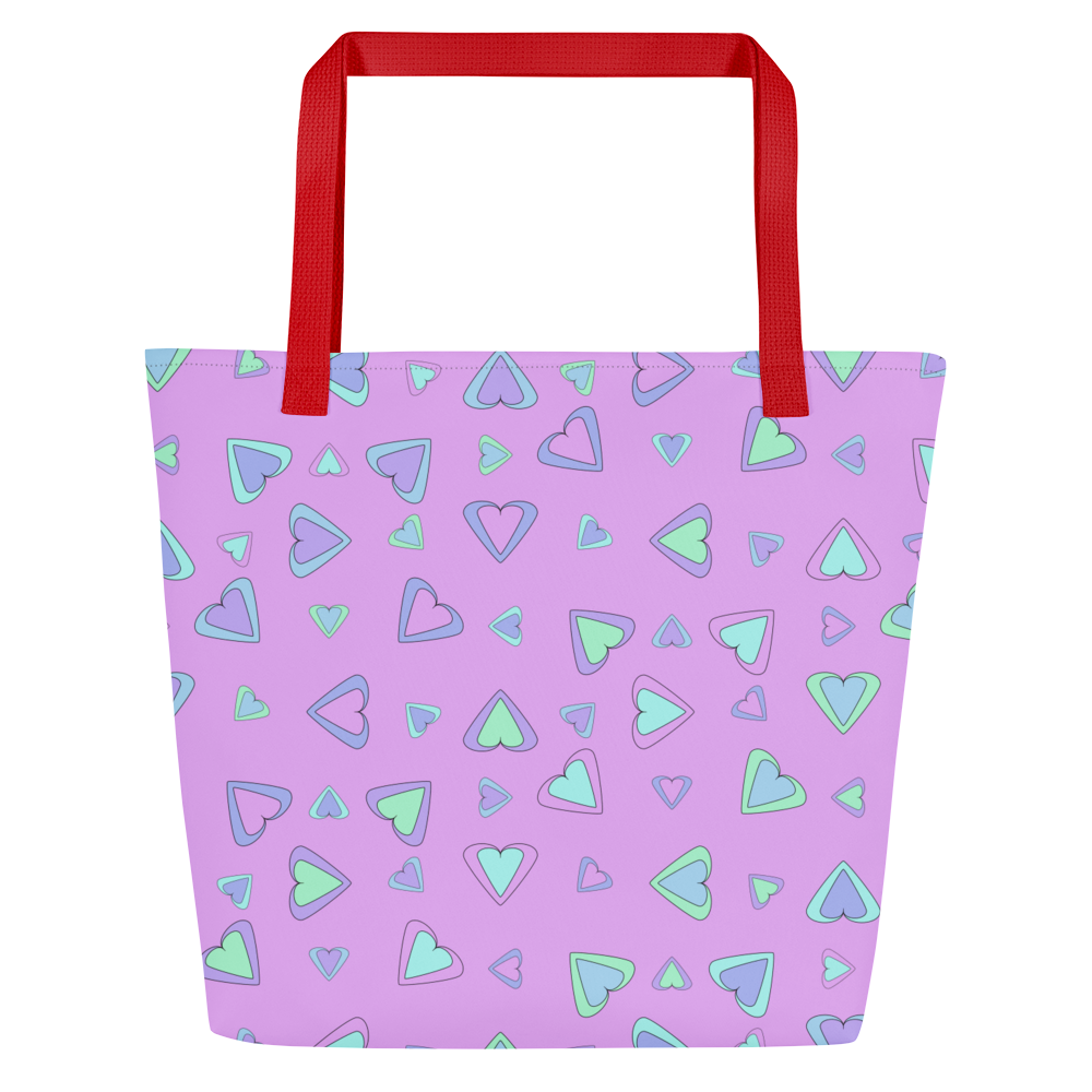 Rainbow Of Hearts | Batch 01 | Seamless Patterns | All-Over Print Large Tote Bag w/ Pocket - #5