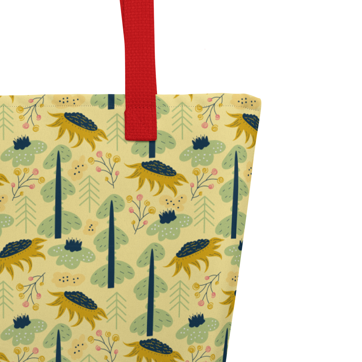 Scandinavian Spring Floral | Seamless Patterns | All-Over Print Large Tote Bag w/ Pocket - #1