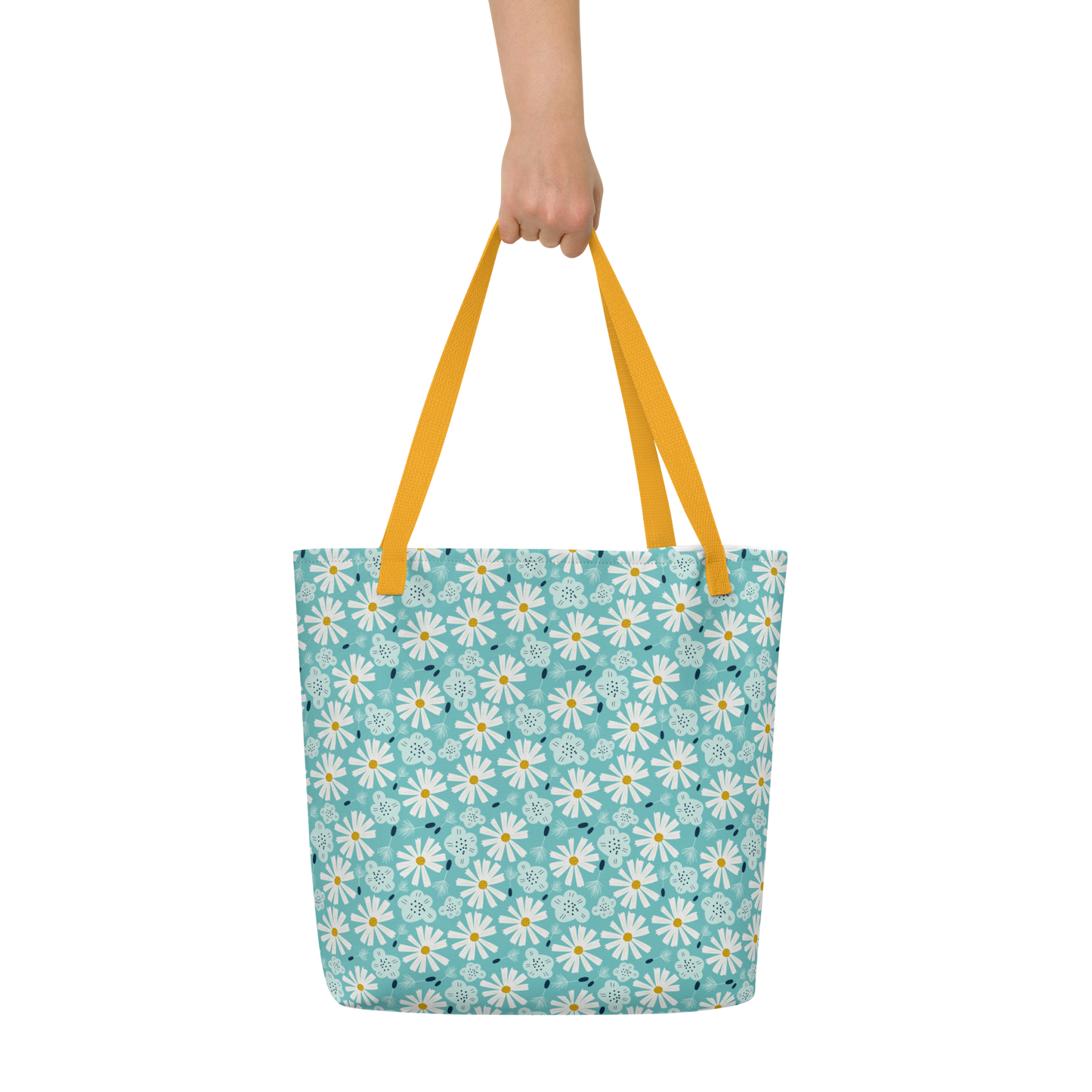 Scandinavian Spring Floral | Seamless Patterns | All-Over Print Large Tote Bag w/ Pocket - #10