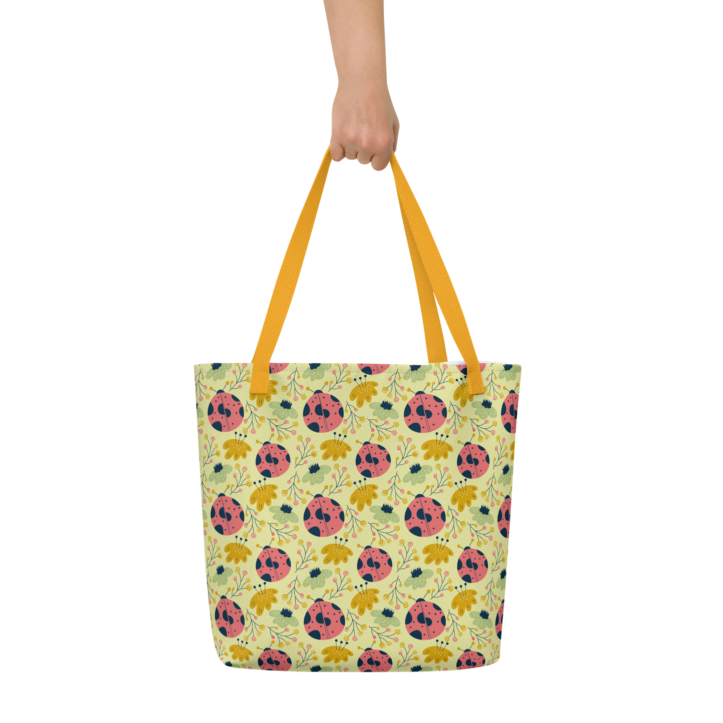 Scandinavian Spring Floral | Seamless Patterns | All-Over Print Large Tote Bag w/ Pocket - #9