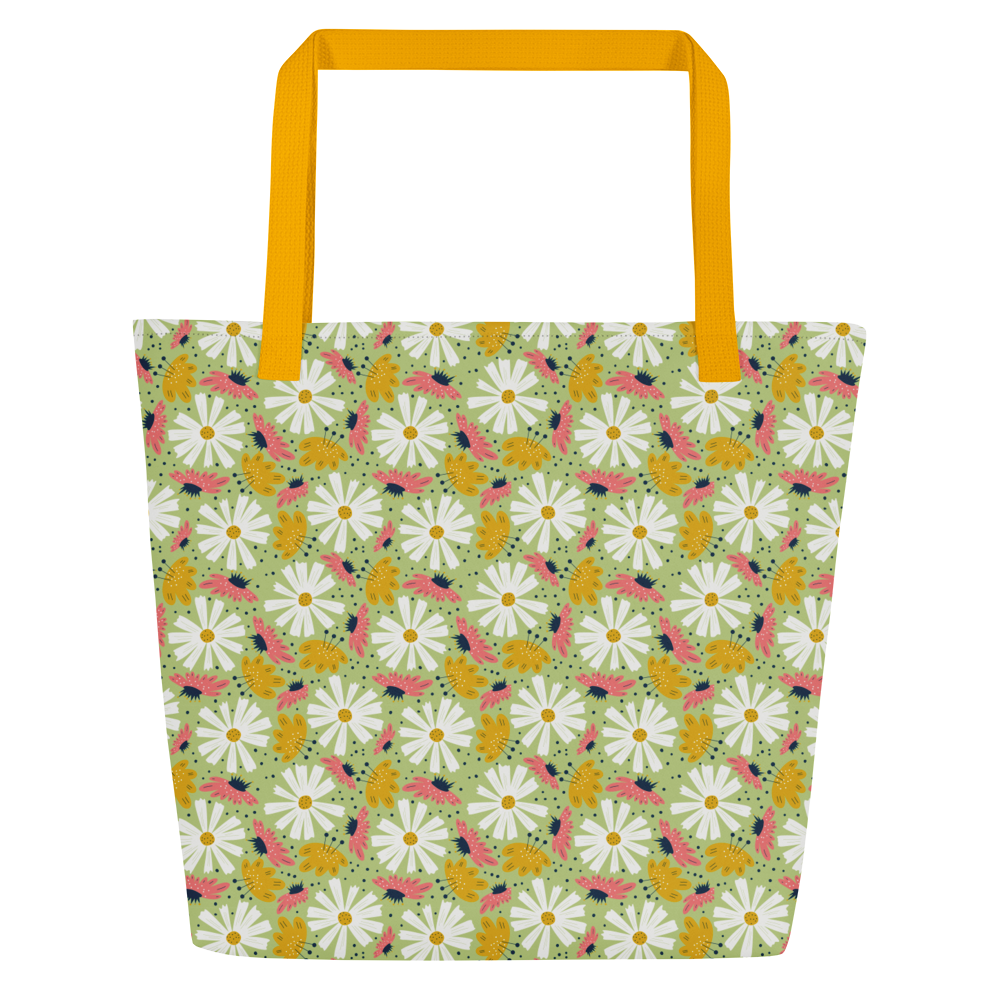 Scandinavian Spring Floral | Seamless Patterns | All-Over Print Large Tote Bag w/ Pocket - #4