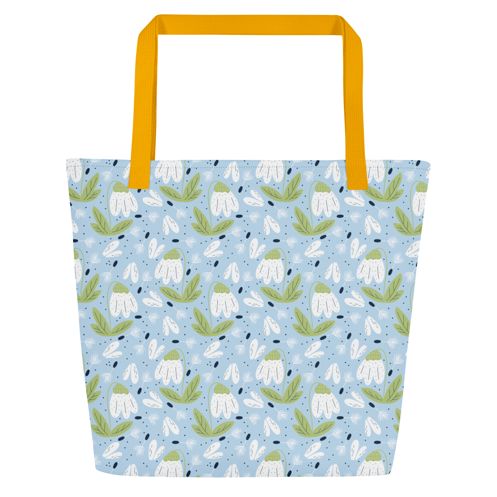 Scandinavian Spring Floral | Seamless Patterns | All-Over Print Large Tote Bag w/ Pocket - #3