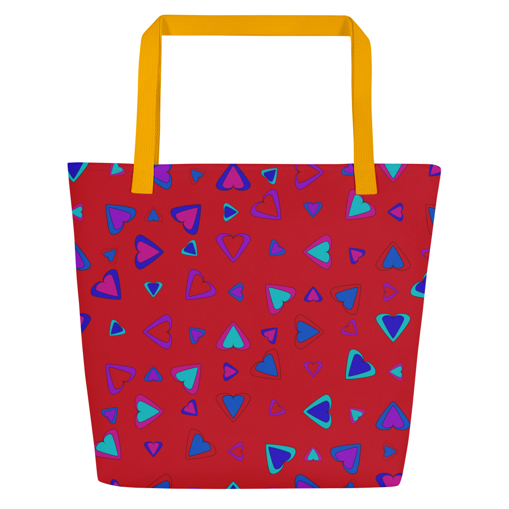 Rainbow Of Hearts | Batch 01 | Seamless Patterns | All-Over Print Large Tote Bag w/ Pocket - #1