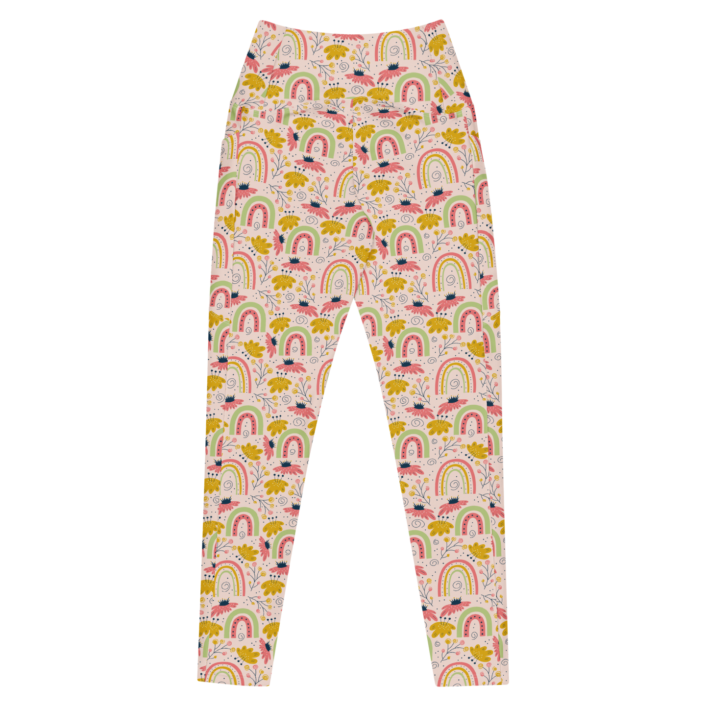 Scandinavian Spring Floral | Seamless Patterns | All-Over Print Leggings with Pockets - #7