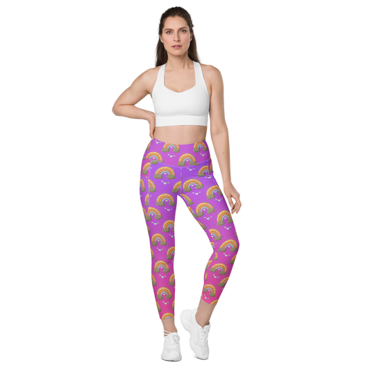 Pink & Purple | Boho Birds Pattern | Bohemian Style | All-Over Print Leggings with Pockets - #1