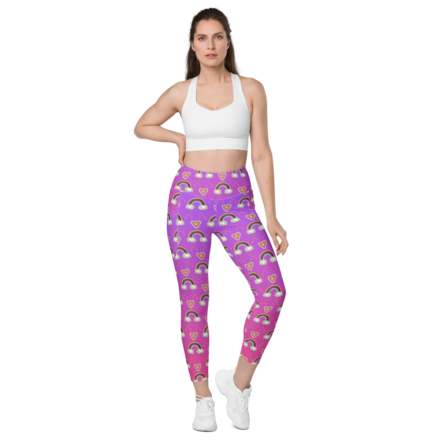 Pink & Purple | Boho Birds Pattern | Bohemian Style | All-Over Print Leggings with Pockets - #6