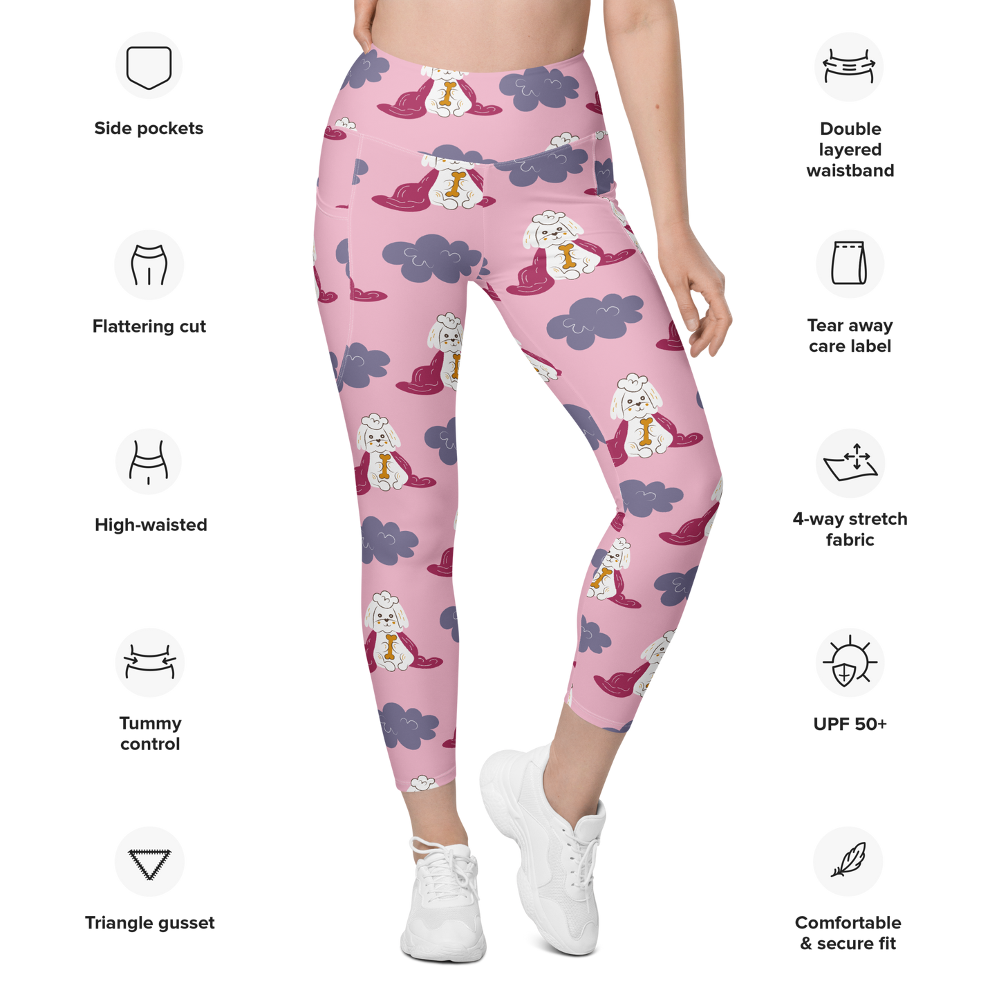 Cozy Dogs | Seamless Patterns | All-Over Print Leggings with Pockets - #10