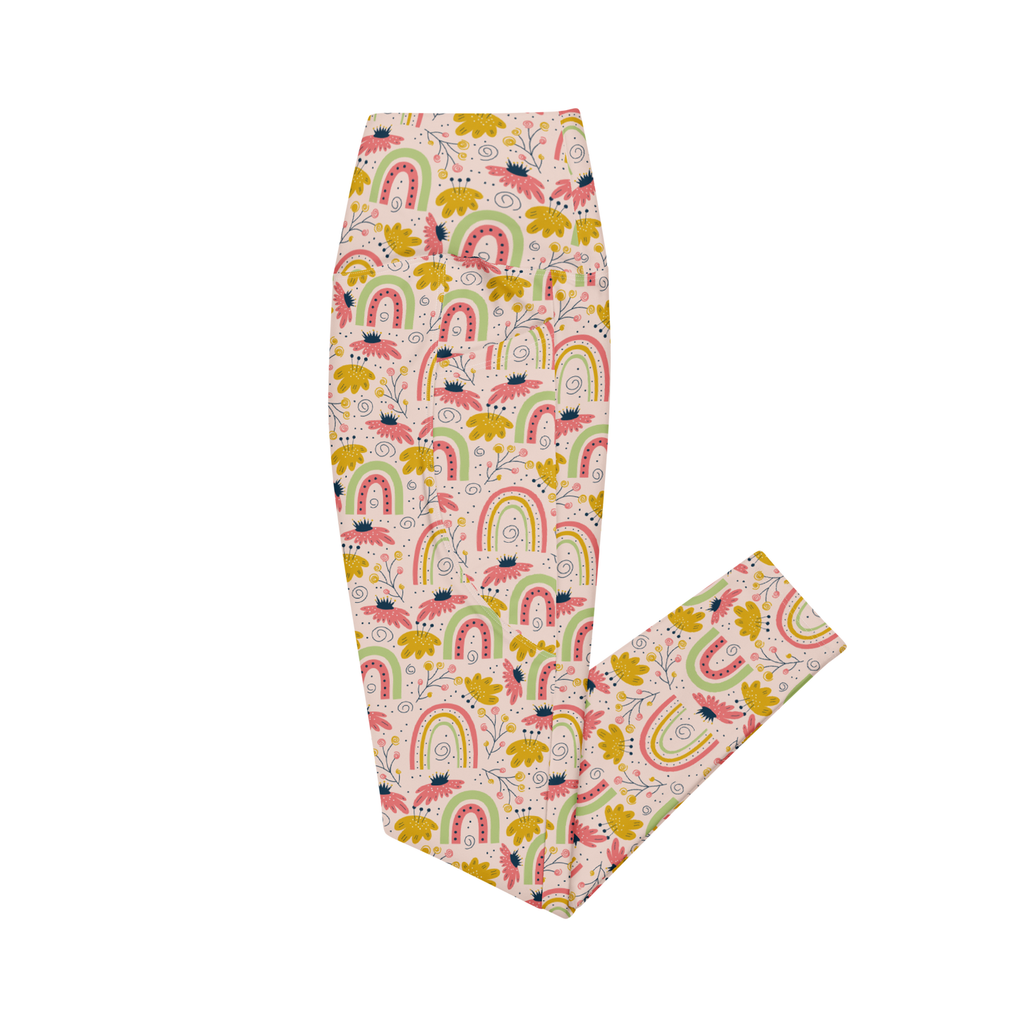 Scandinavian Spring Floral | Seamless Patterns | All-Over Print Leggings with Pockets - #7