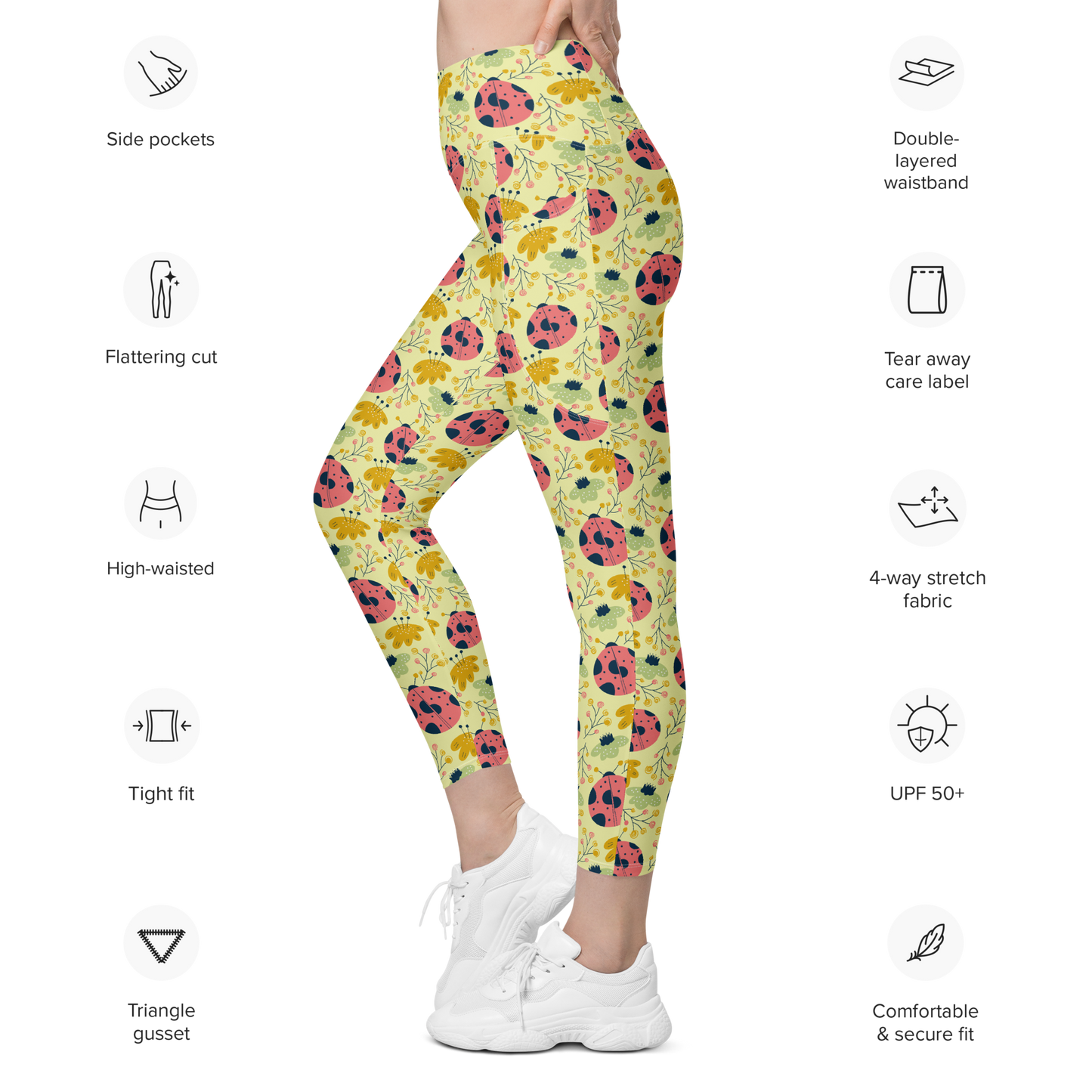Scandinavian Spring Floral | Seamless Patterns | All-Over Print Leggings with Pockets - #9