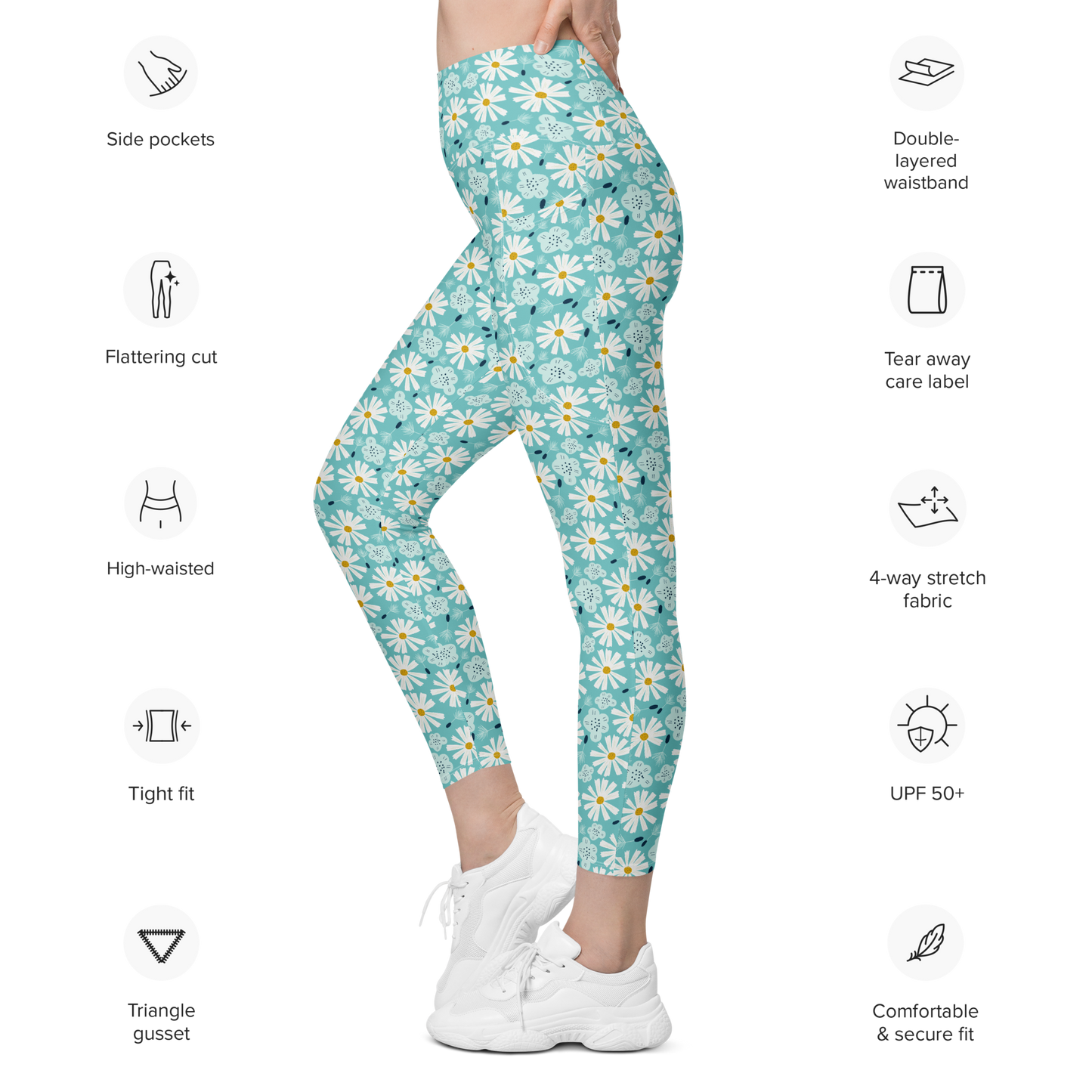 Scandinavian Spring Floral | Seamless Patterns | All-Over Print Leggings with Pockets - #10
