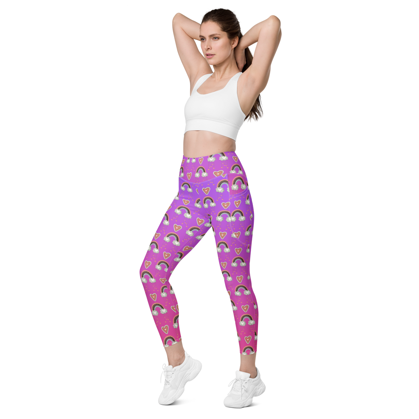 Pink & Purple | Boho Birds Pattern | Bohemian Style | All-Over Print Leggings with Pockets - #6