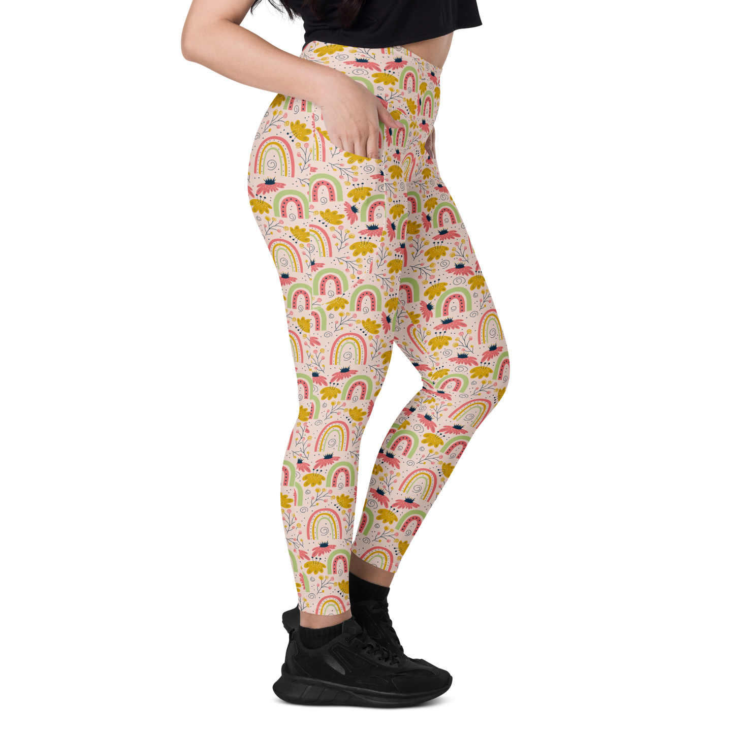 Scandinavian Spring Floral | Seamless Patterns | All-Over Print Leggings with Pockets - #7