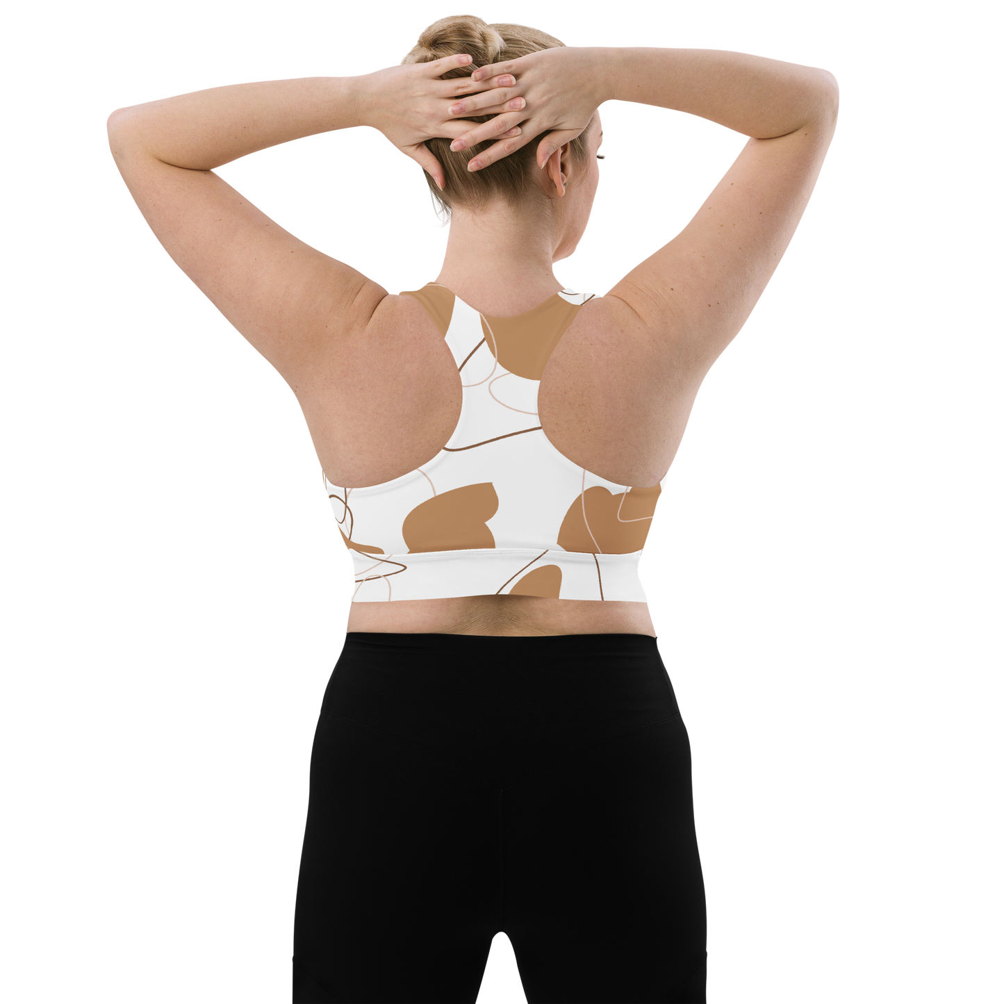 Brown & White Shapes | Abstract Patterns | All-Over Print Longline Sports Bra - #6