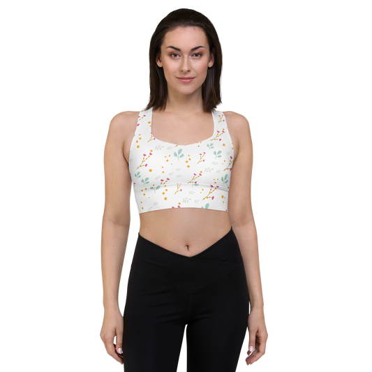 Pink & Yellow Flowers | Patterns | All-Over Print Longline Sports Bra - #6