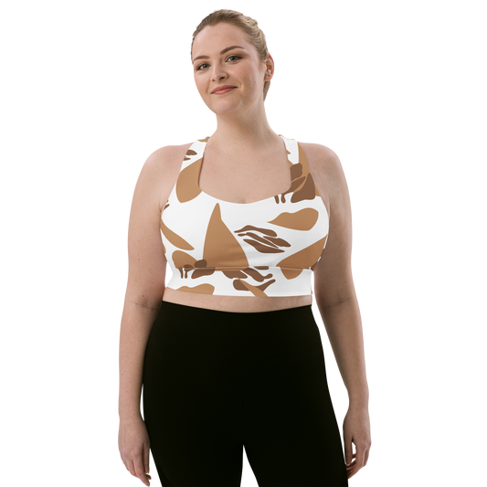 Brown & White Shapes | Abstract Patterns | All-Over Print Longline Sports Bra - #4
