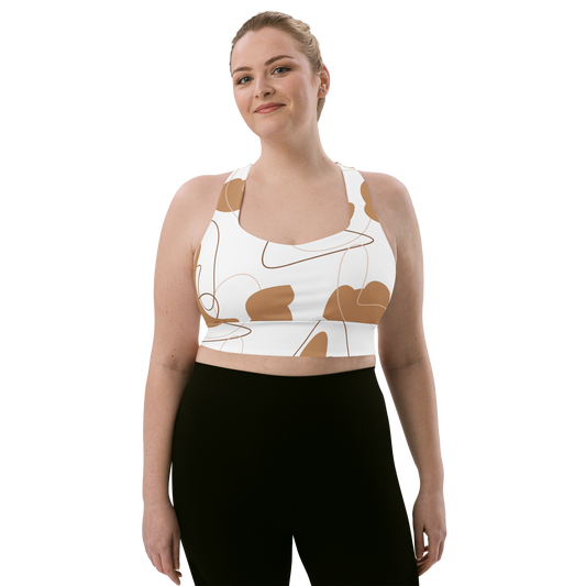 Brown & White Shapes | Abstract Patterns | All-Over Print Longline Sports Bra - #6