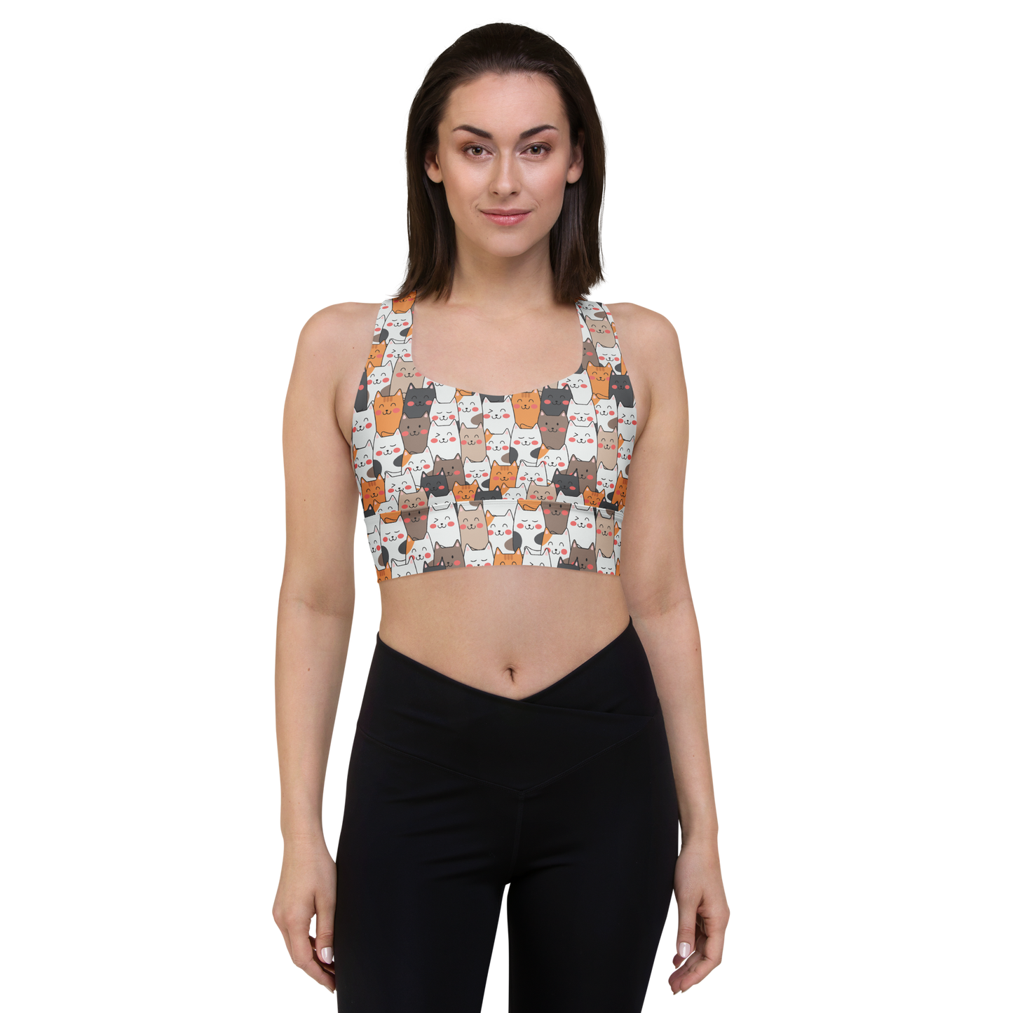 Cat Seamless Pattern Batch 01 | Seamless Patterns | All-Over Print Longline Sports Bra - #9