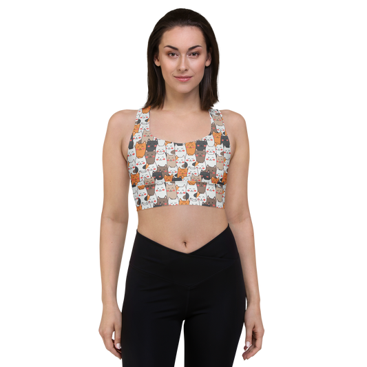 Cat Seamless Pattern Batch 01 | Seamless Patterns | All-Over Print Longline Sports Bra - #9