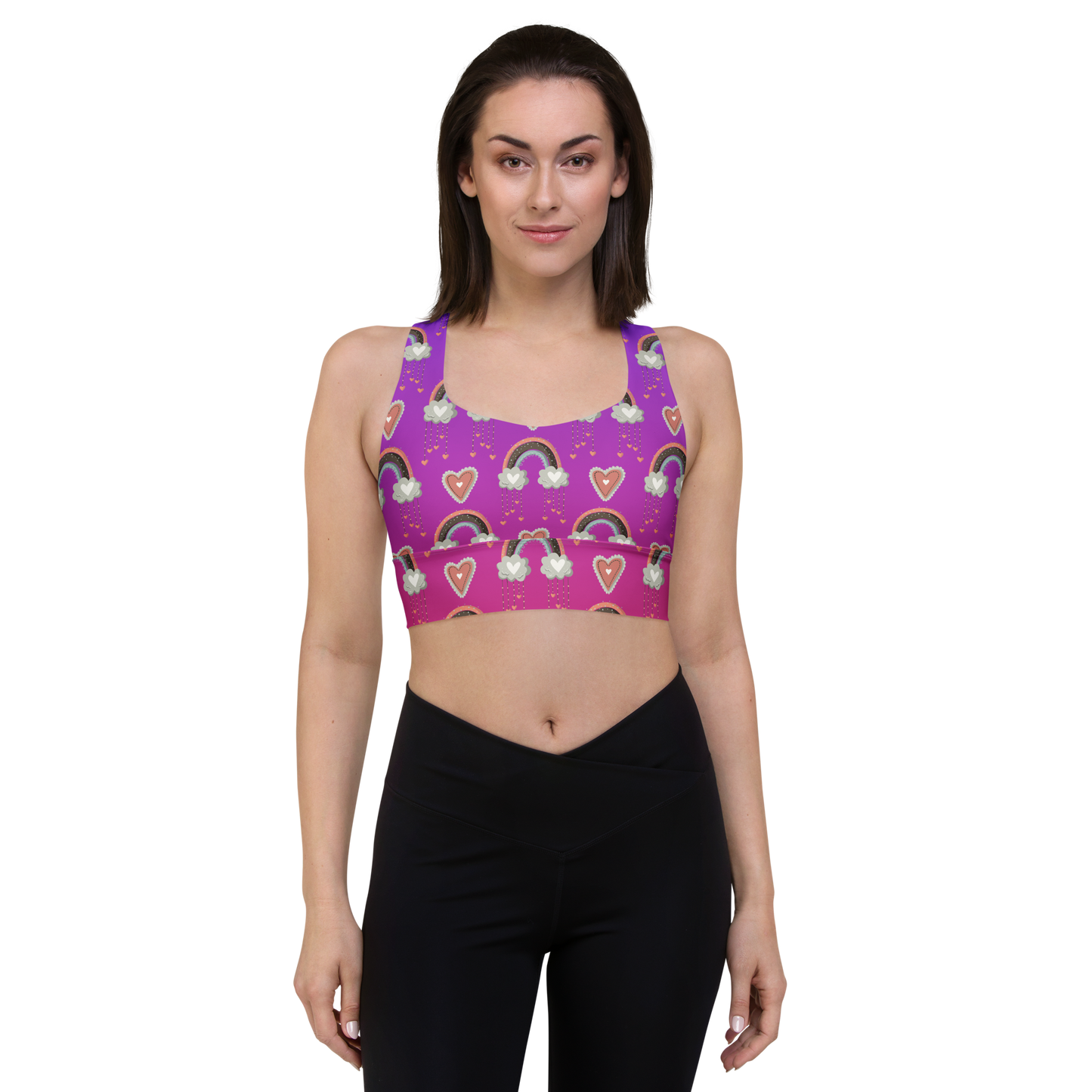 Pink & Purple | Boho Birds Pattern | Bohemian Style | All-Over Print Longline Sports Bra - #6