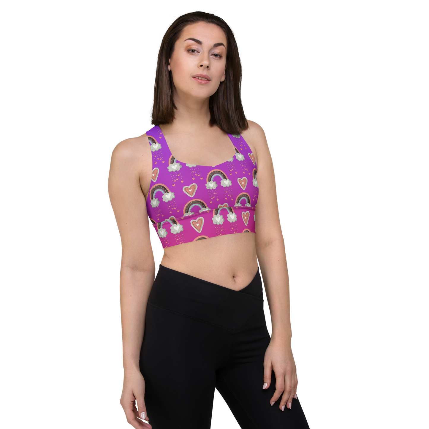 Pink & Purple | Boho Birds Pattern | Bohemian Style | All-Over Print Longline Sports Bra - #6