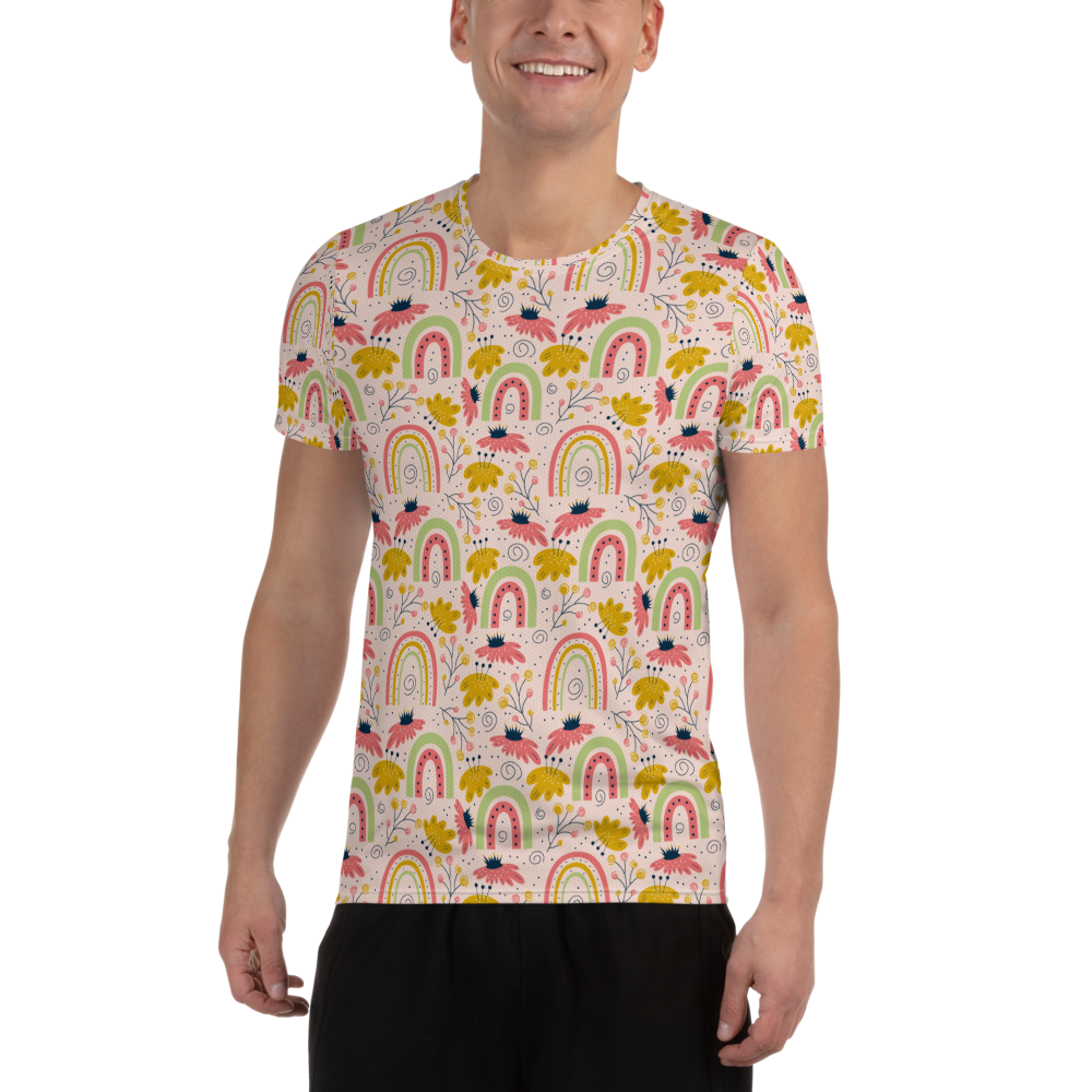 Scandinavian Spring Floral | Seamless Patterns | All-Over Print Men's Athletic T-Shirt - #7