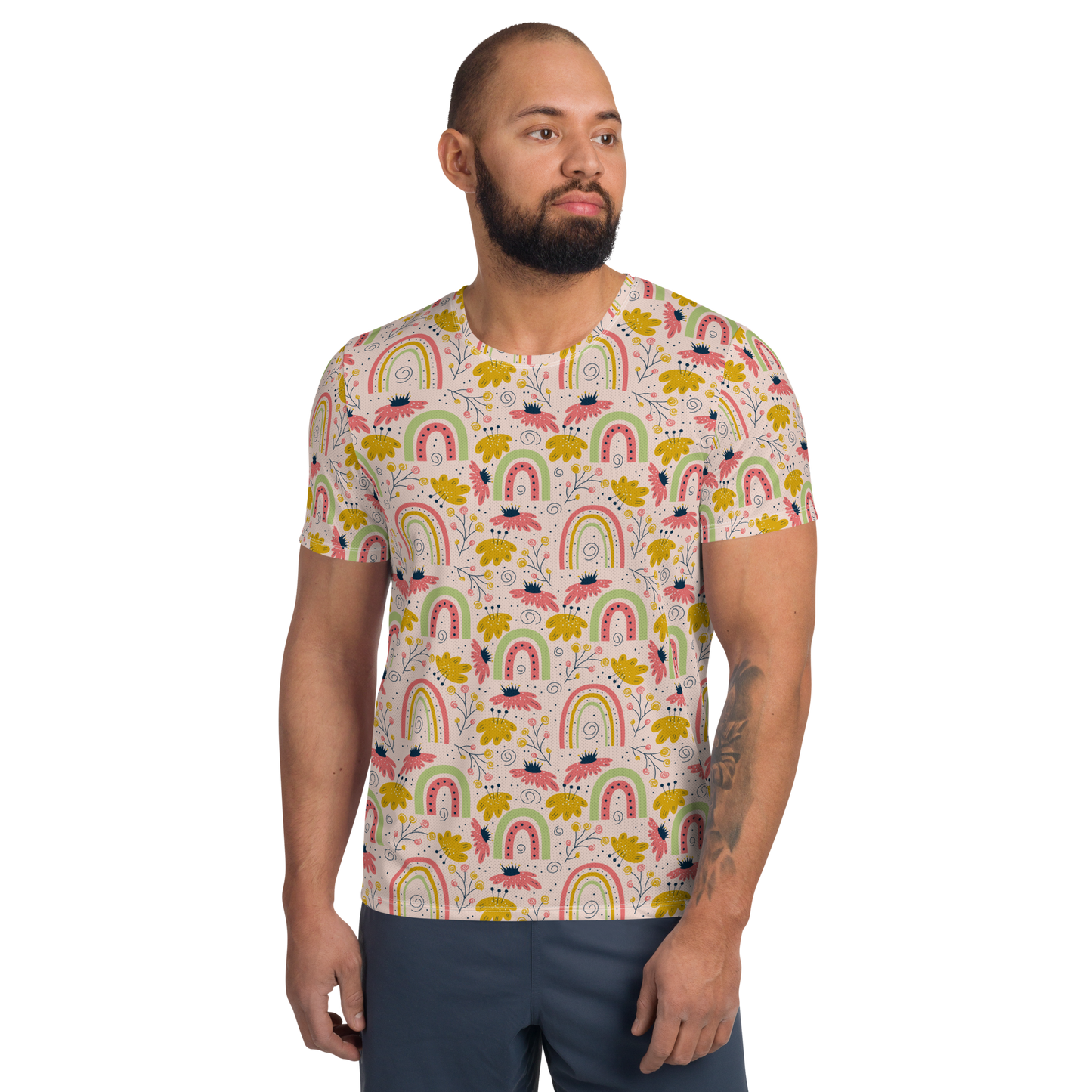 Scandinavian Spring Floral | Seamless Patterns | All-Over Print Men's Athletic T-Shirt - #7