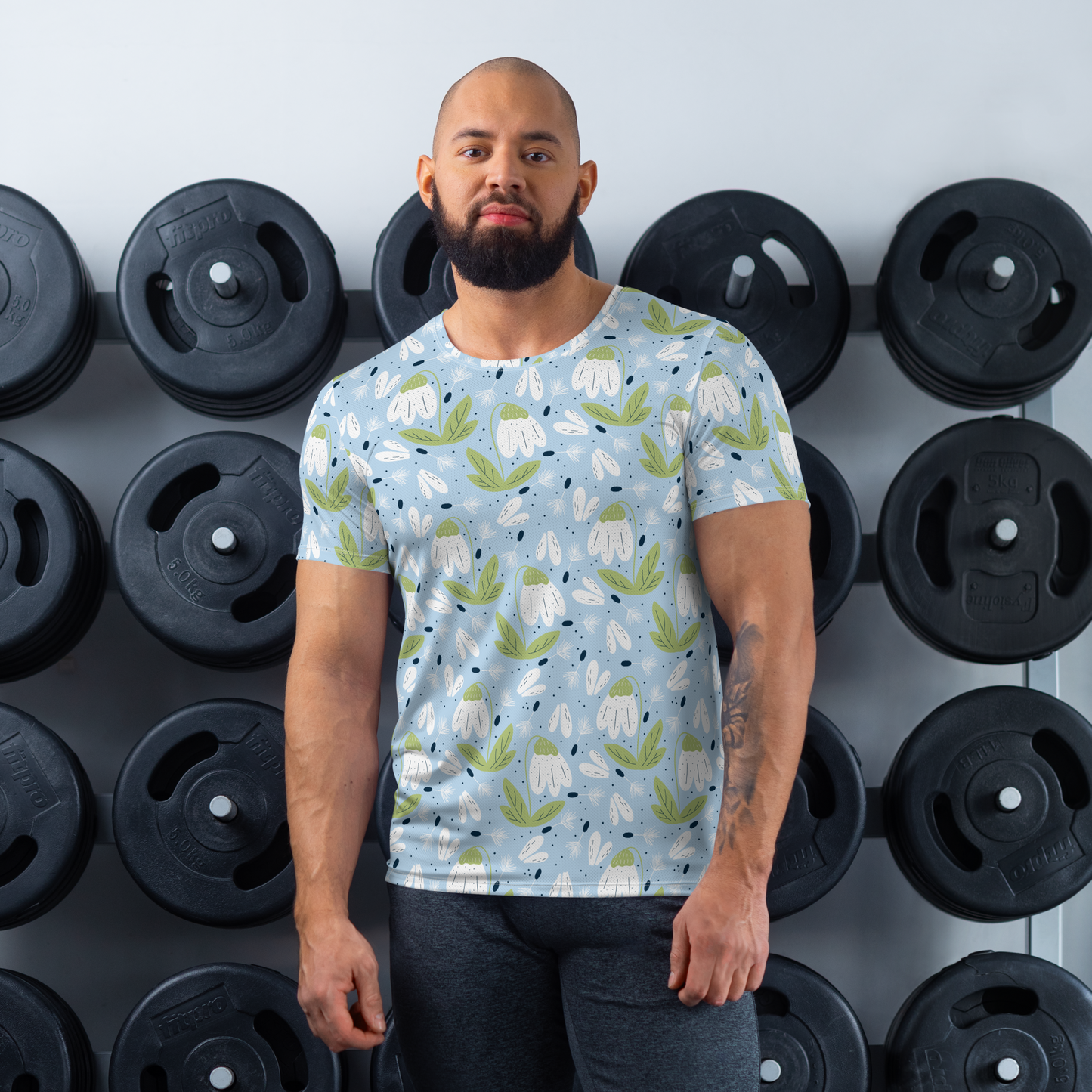 Scandinavian Spring Floral | Seamless Patterns | All-Over Print Men's Athletic T-Shirt - #3