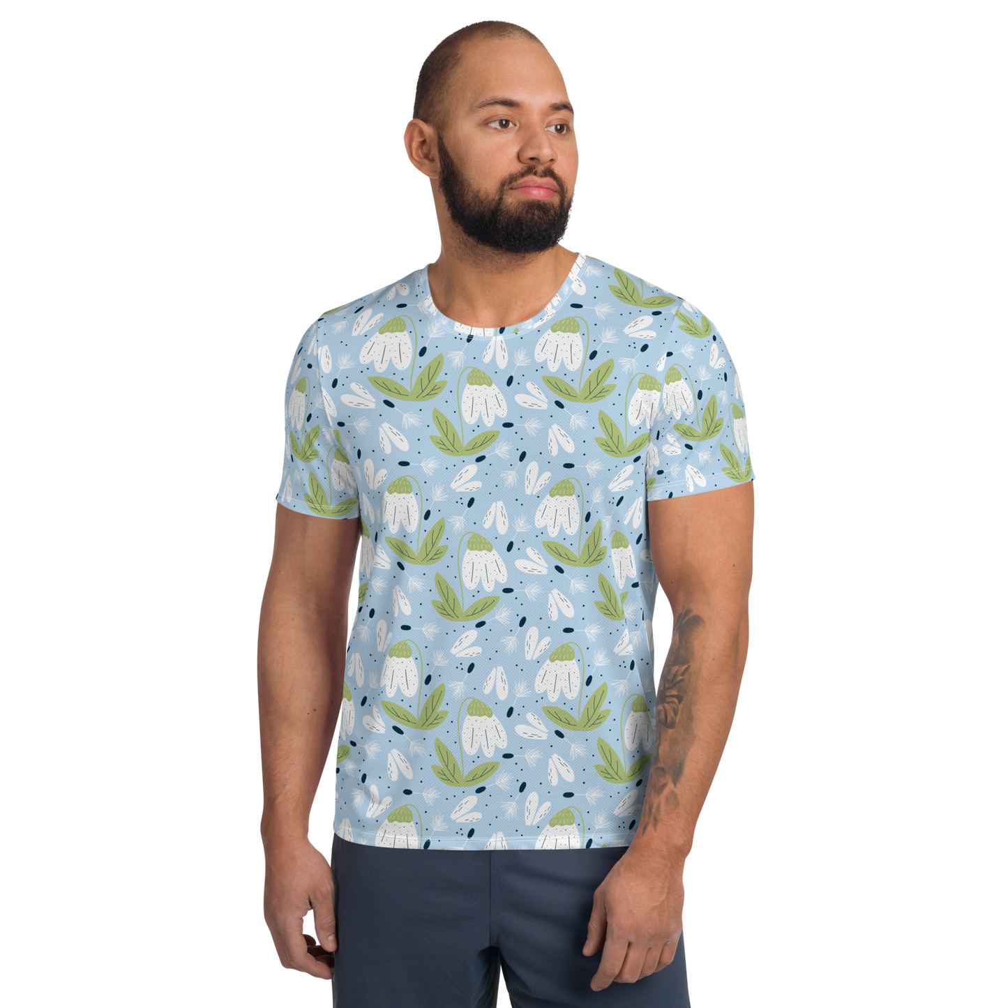 Scandinavian Spring Floral | Seamless Patterns | All-Over Print Men's Athletic T-Shirt - #3