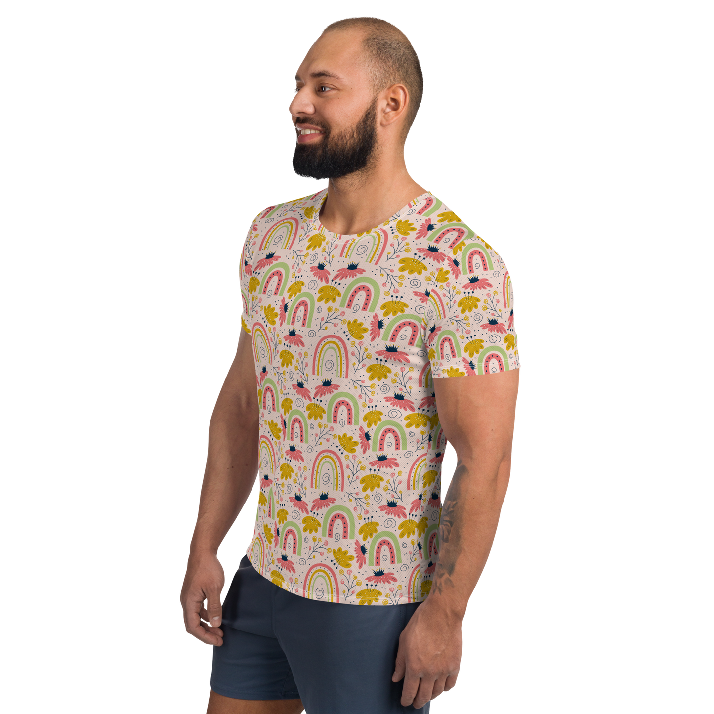 Scandinavian Spring Floral | Seamless Patterns | All-Over Print Men's Athletic T-Shirt - #7