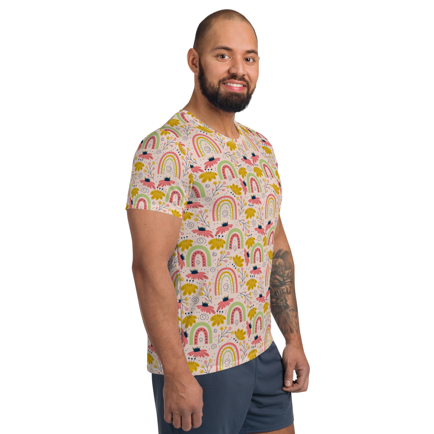 Scandinavian Spring Floral | Seamless Patterns | All-Over Print Men's Athletic T-Shirt - #7