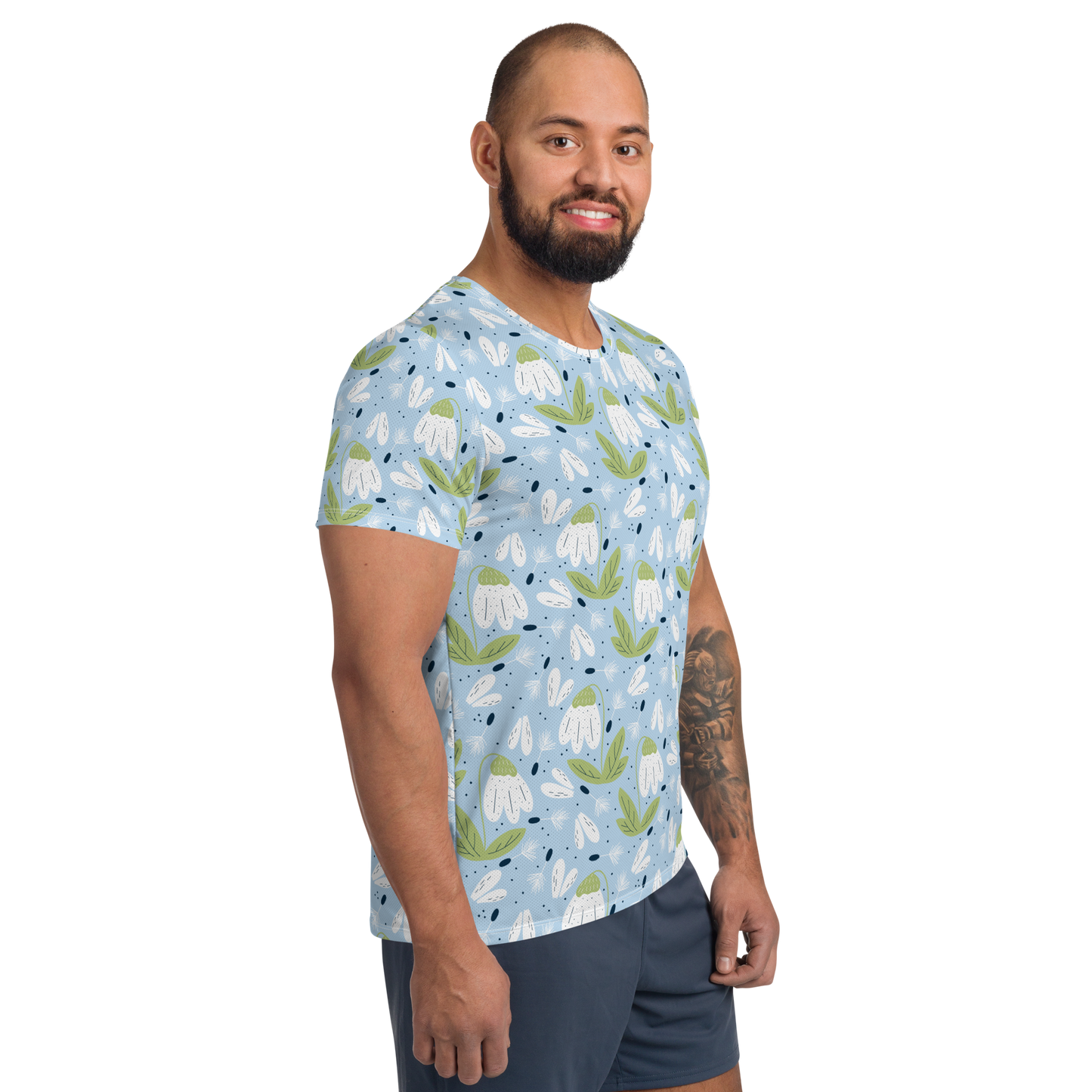 Scandinavian Spring Floral | Seamless Patterns | All-Over Print Men's Athletic T-Shirt - #3