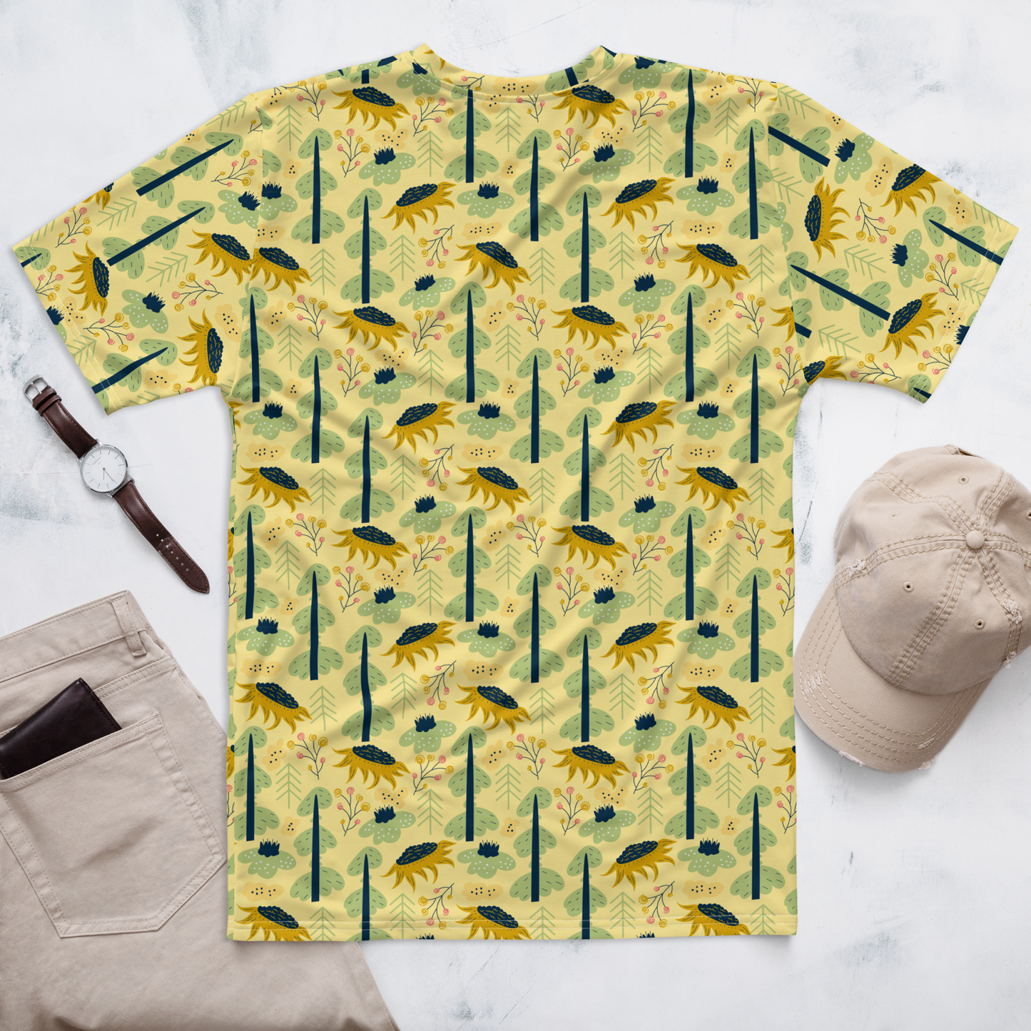 Scandinavian Spring Floral | Seamless Patterns | All-Over Print Men's Crew Neck T-Shirt - #1