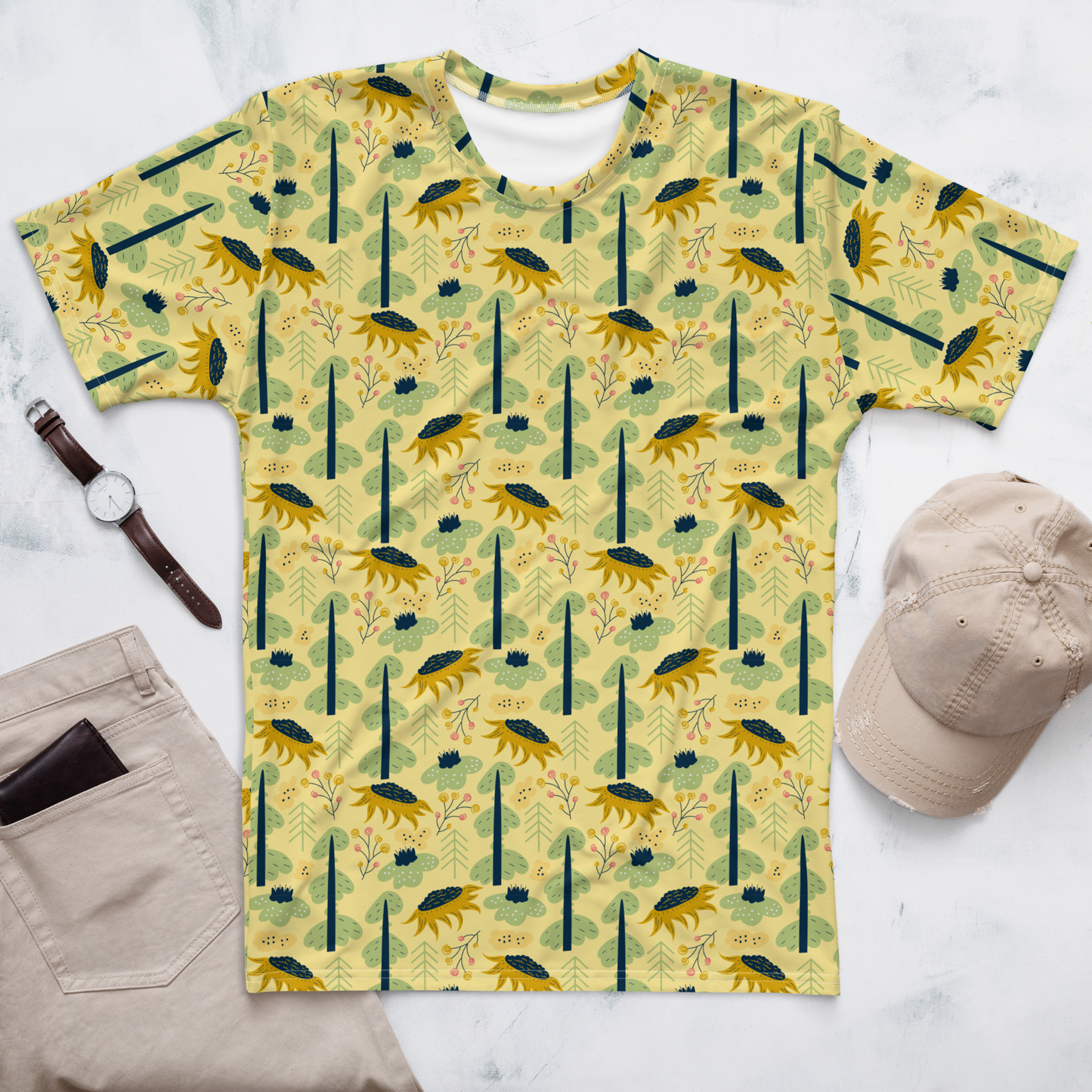Scandinavian Spring Floral | Seamless Patterns | All-Over Print Men's Crew Neck T-Shirt - #1