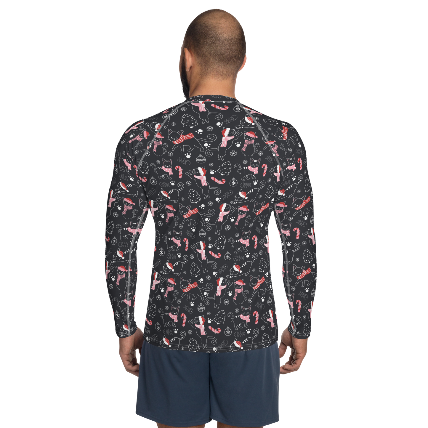 Winter Christmas Cat | Seamless Patterns | All-Over Print Men's Rash Guard - #4