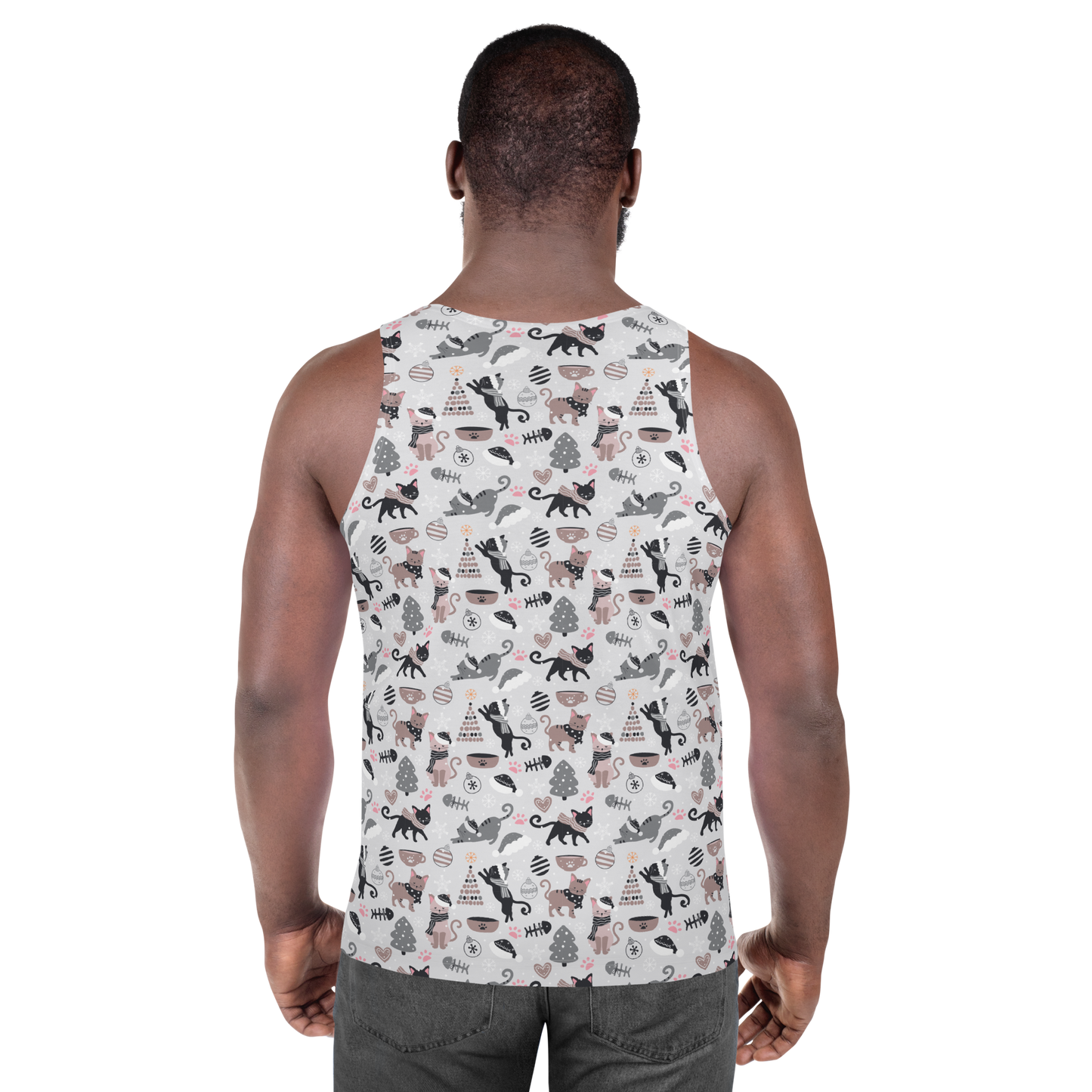 Winter Christmas Cat | Seamless Patterns | All-Over Print Men's Tank Top - #6