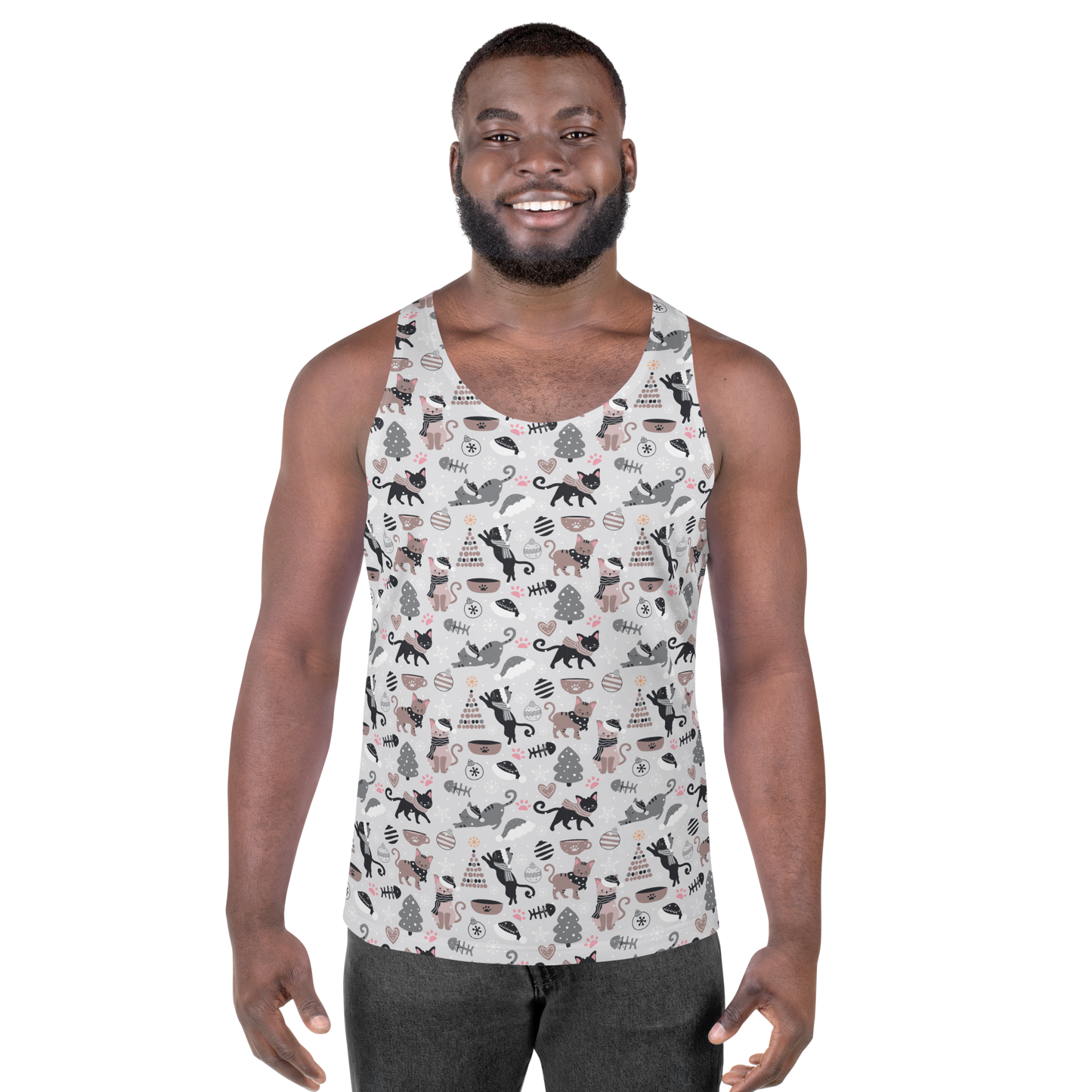 Winter Christmas Cat | Seamless Patterns | All-Over Print Men's Tank Top - #6