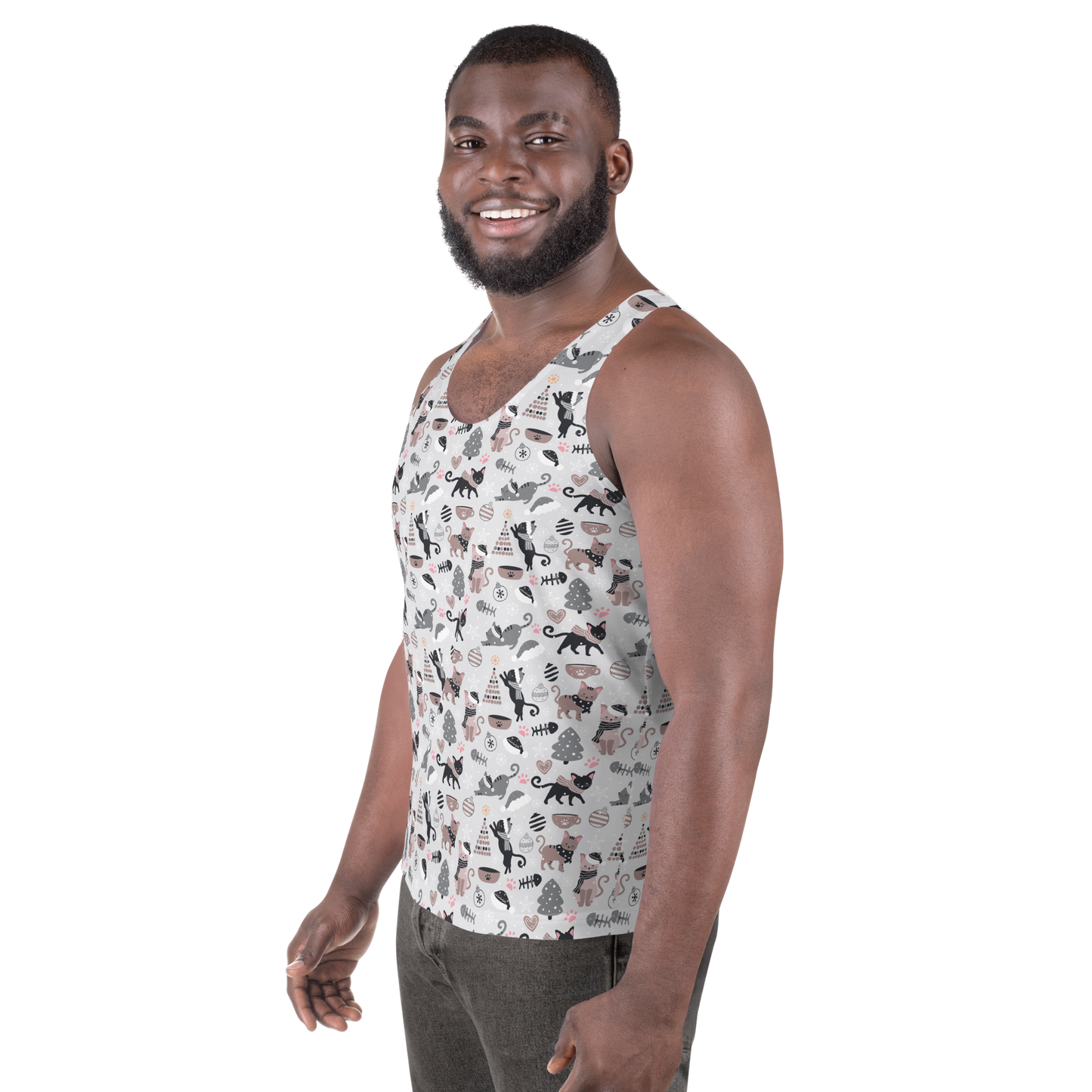 Winter Christmas Cat | Seamless Patterns | All-Over Print Men's Tank Top - #6