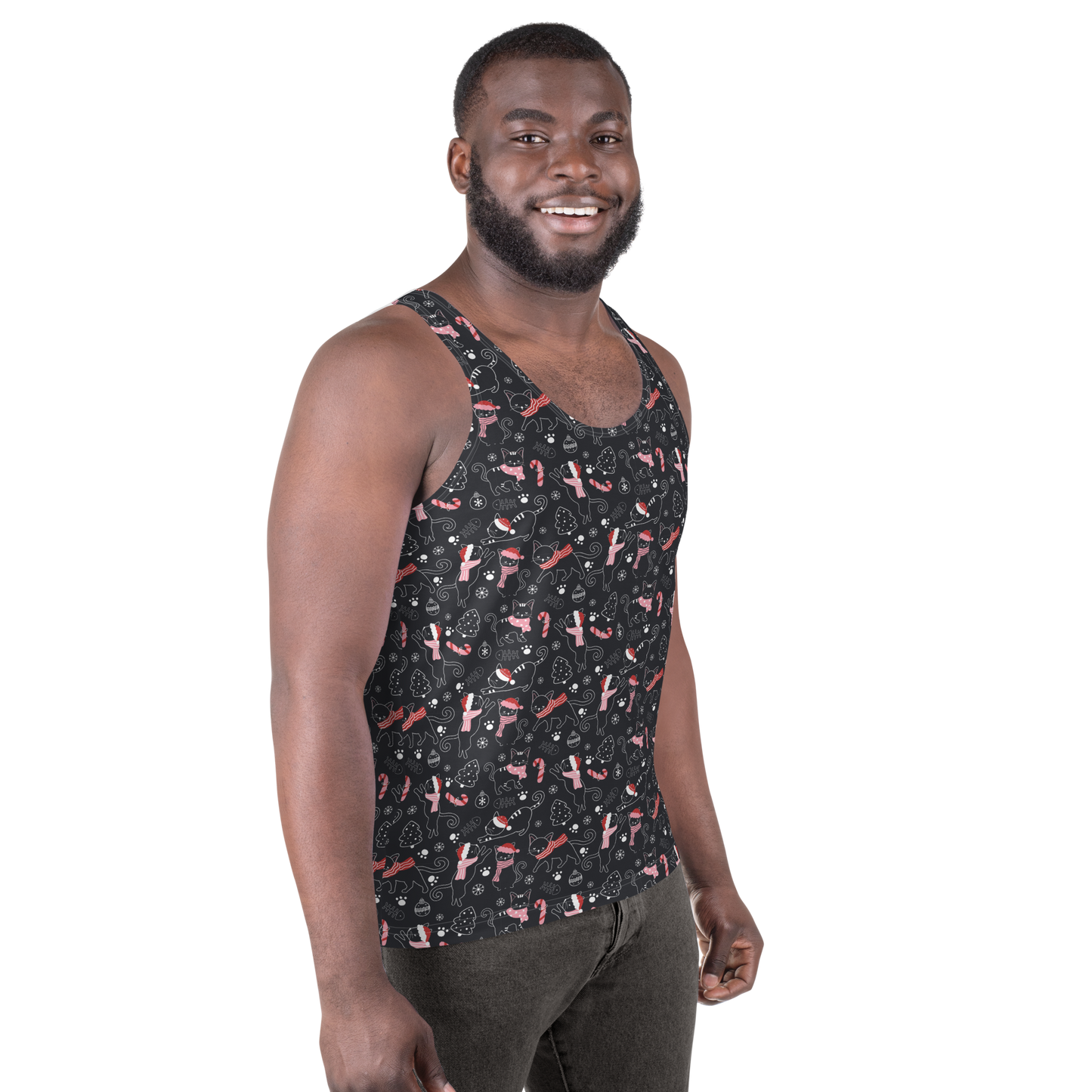 Winter Christmas Cat | Seamless Patterns | All-Over Print Men's Tank Top - #4